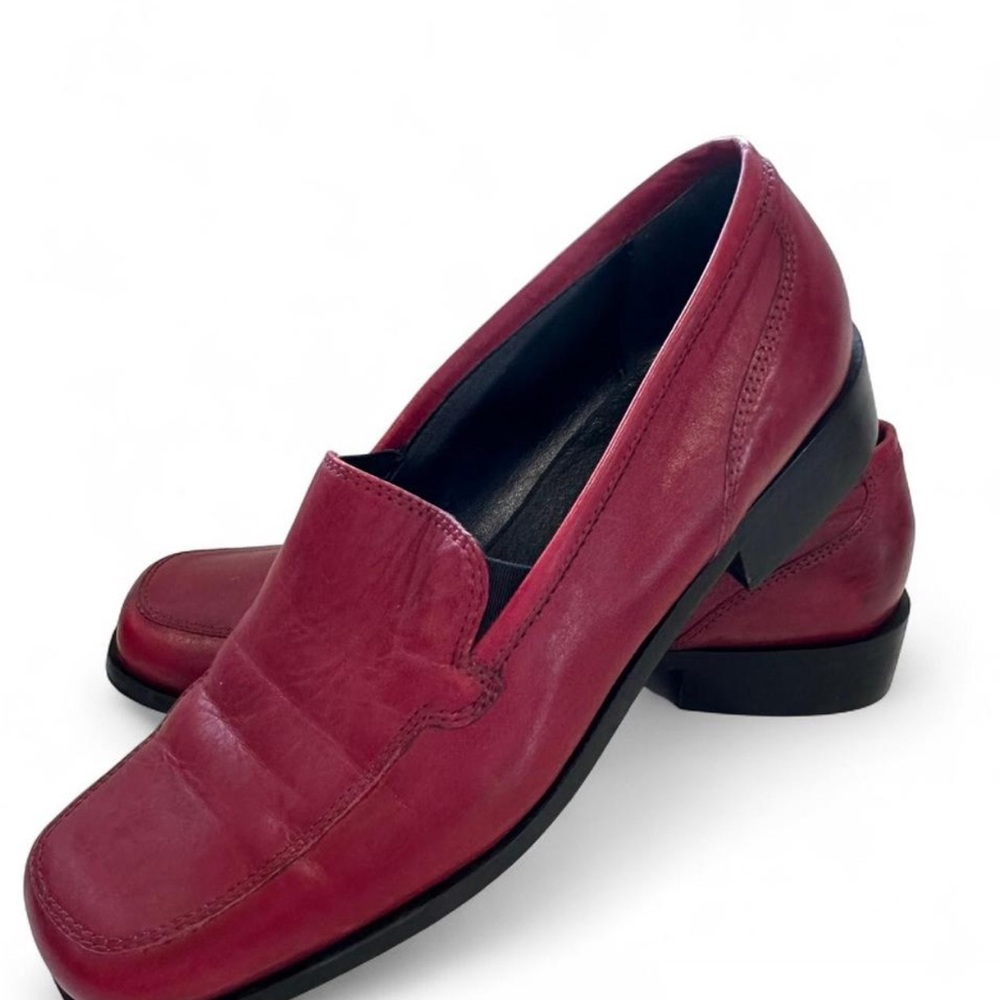 Women's Slip-On Leather Loafers made in Italy in Deep Berry Red